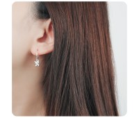 Cutie Butterfly with CZ Stone Silver Hoop Earring HO-2475